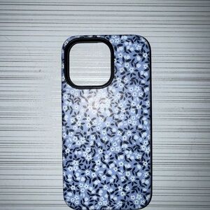 Elegant Floral Black and Blue Phone Case